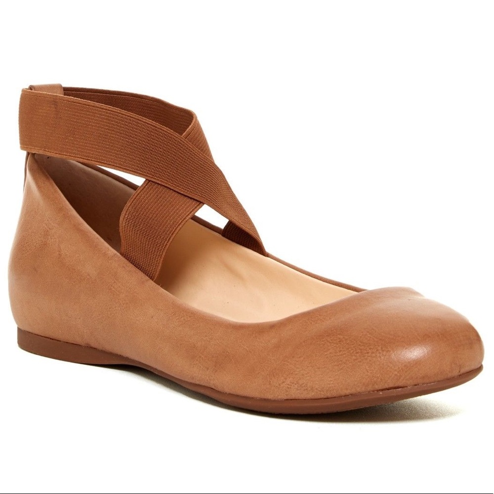Jessica Simpson Tan Ankle Strap Ballet Flats